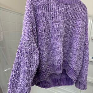 Skies Are Blue Lavender Cowl Neck Sweater